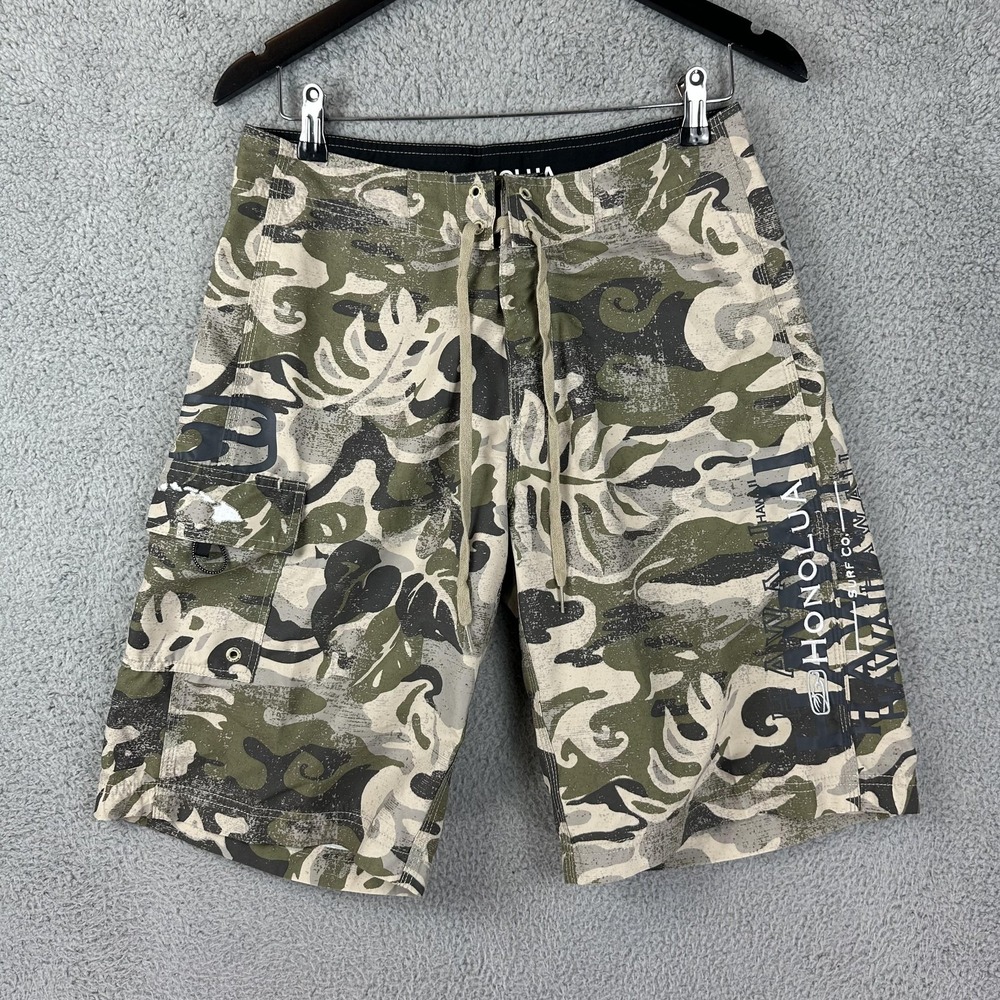 Honolua Surf Co Board Shorts Mens 30 Camo Hawaii Swim Trunks Pockets Beach Men